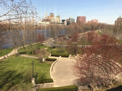 aerial view of Great River Park in East Hartford